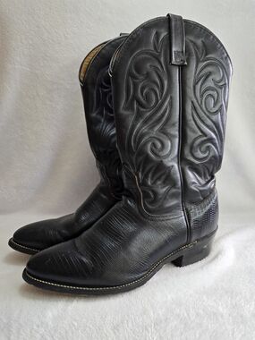 Palomino Vintage Men's Black Teju Lizard Western Cowboy Boots Size 10 D